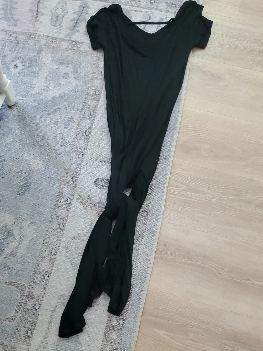 Boutique Black Long Open V Back Pocket Dress Cover-up SzS - Picture 9 of 11